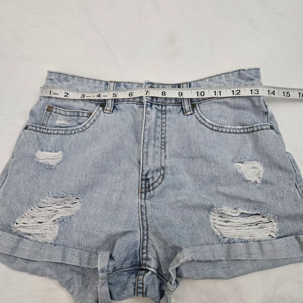 Billabong High Tides Distressed Denim Shorts Women Size 26 Thrashed Cut Off Blue
